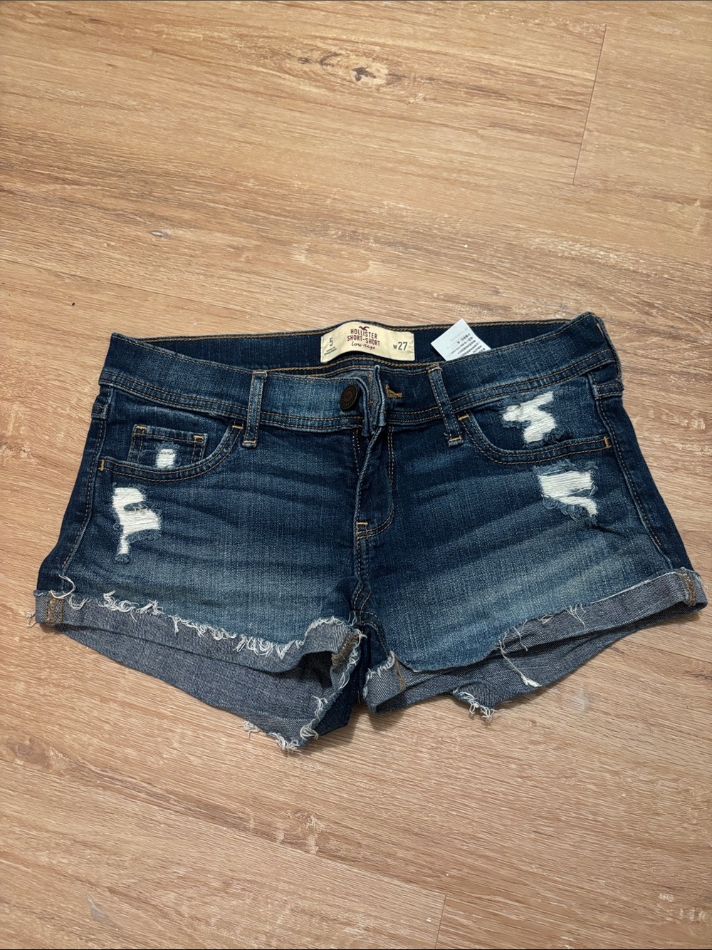 Hollister Dark Wash Distressed Women's Denim Shorts